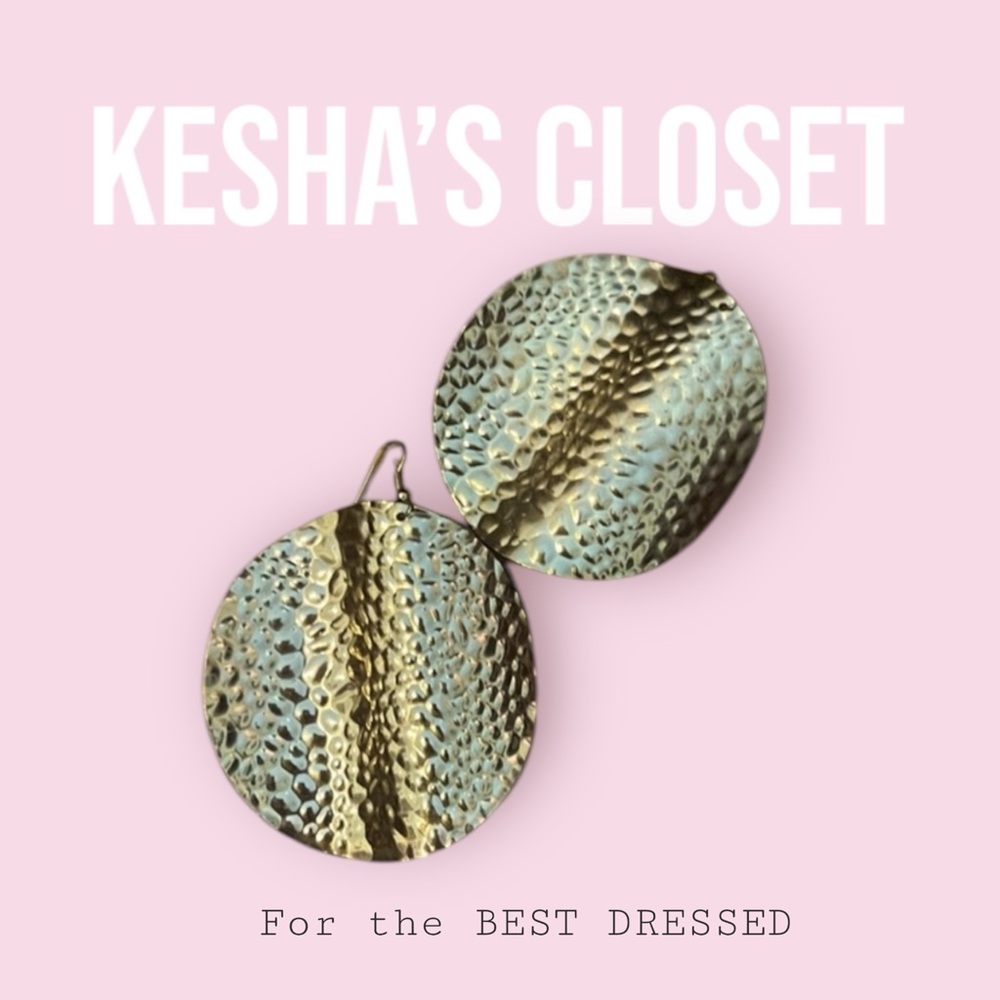 Gold Hammered Disk Earrings